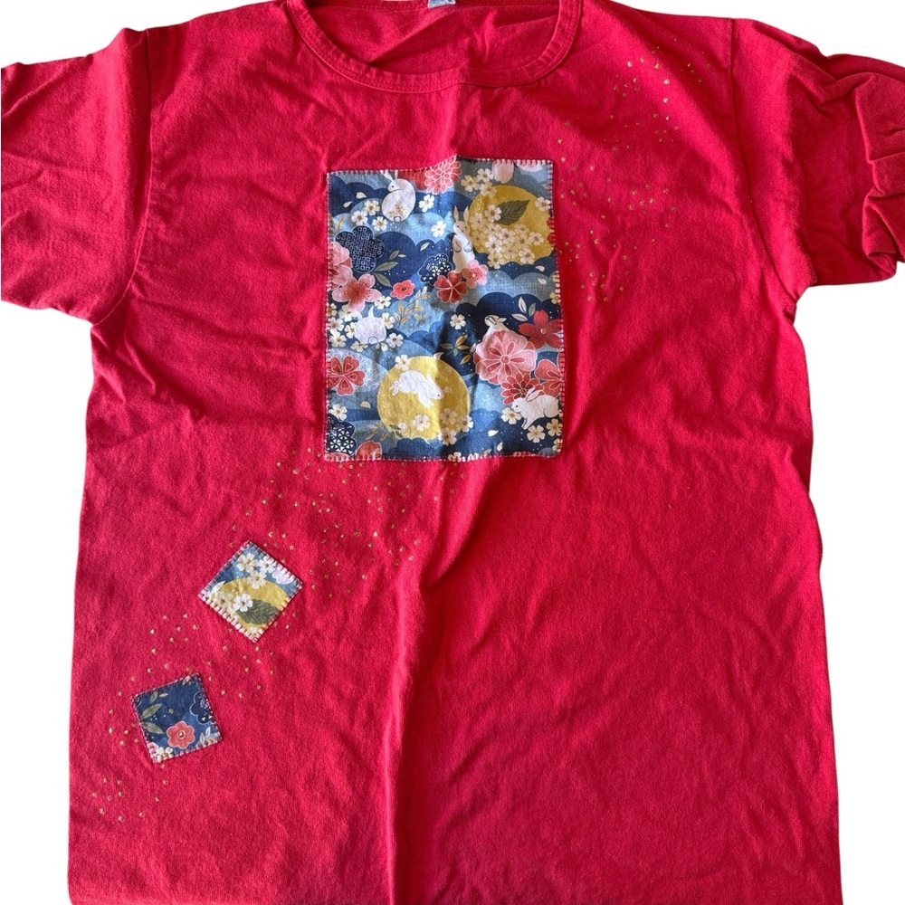 Sun International Red Kids Small Shirt with Floral Patch